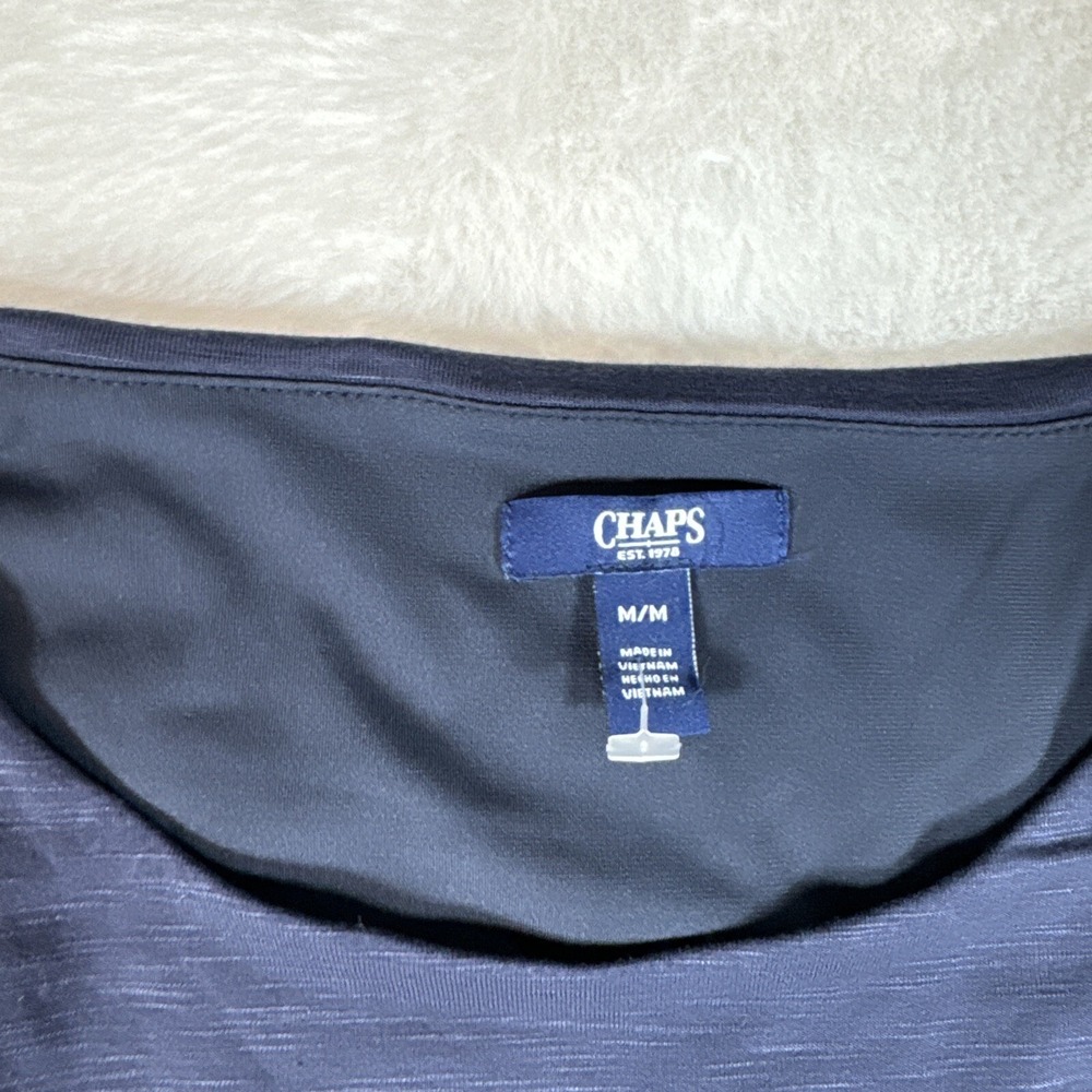 Chaps Womens Medium Short Sleeve Knit Dress Bundle Navy Blue & Striped 2 Pack - Picture 3 of 8